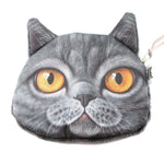 Grey British Shorthair Cat Face Shaped Coin Purse Make Up Bag | DOTOLY