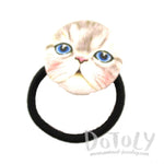 Grey Kitty Cat Face Shaped Button Hair Tie Ponytail Holder | DOTOLY