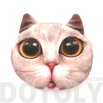 Grey Kitty Cat Face Shaped Soft Fabric Zipper Coin Purse Make Up Bag with Large Wide Eyes | DOTOLY