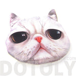 Grey Tabby Kitty Cat Face Shaped Soft Fabric Zipper Coin Purse Make Up Bag | DOTOLY