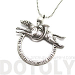 Greyhound Jumping Through A Hoop Shaped Animal Pendant Necklace in Silver | Jewelry for Dog Lovers | DOTOLY