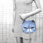 Grumpy Cat Face Shaped Grey Tabby Photo Digital Print X Body Shoulder Bag | DOTOLY
