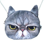 Grumpy Cat Face Shaped Grey Tabby Photo Digital Print X Body Shoulder Bag | DOTOLY