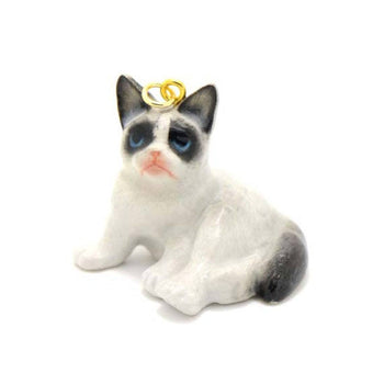 Grumpy Cat Siamese Kitty Porcelain Hand Painted Ceramic Animal Pendant Necklace | Handmade | DOTOLY