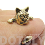 Grumpy Mustache Kitty Cat Shaped Animal Ring in Shiny Gold | US Size 3 to 8 | DOTOLY