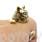 Grumpy Mustache Kitty Cat Shaped Animal Ring in Shiny Gold | US Size 3 to 8 | DOTOLY