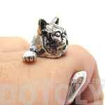 Grumpy Mustache Kitty Cat Shaped Animal Ring in Shiny Silver | US Size 3 to 8 | DOTOLY