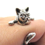 Grumpy Mustache Kitty Cat Shaped Animal Ring in Shiny Silver | US Size 3 to 8 | DOTOLY