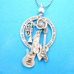 Guitar Violin Trumpet Musical Instrument Themed Charm Necklace in Silver | DOTOLY