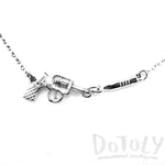 Gun and Bullet Revolver Shaped Charm Necklace in Silver | DOTOLY | DOTOLY