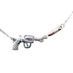Gun and Bullet Revolver Shaped Charm Necklace in Silver | DOTOLY | DOTOLY
