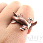 3D Hammerhead Shark Shaped Wrap Around Ring in Copper