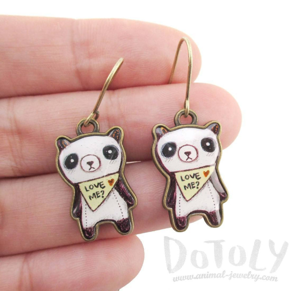 Hand Drawn Panda Bears Shaped Dangle Earrings | DOTOLY | DOTOLY