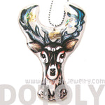 Hand Drawn Stag Deer Doe Shaped Illustrated Resin Pendant Necklace | DOTOLY | DOTOLY