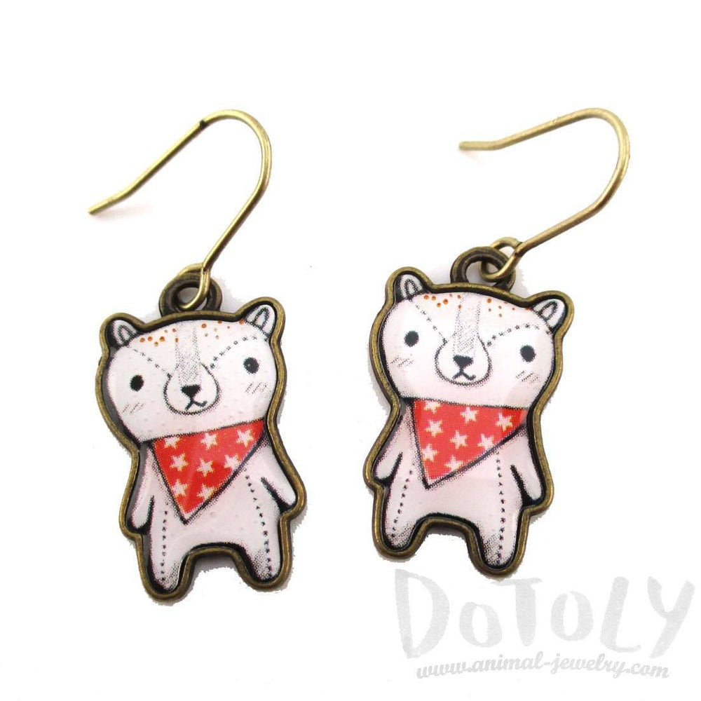 Hand Drawn Teddy Polar Bear Shaped Dangle Earrings | DOTOLY | DOTOLY