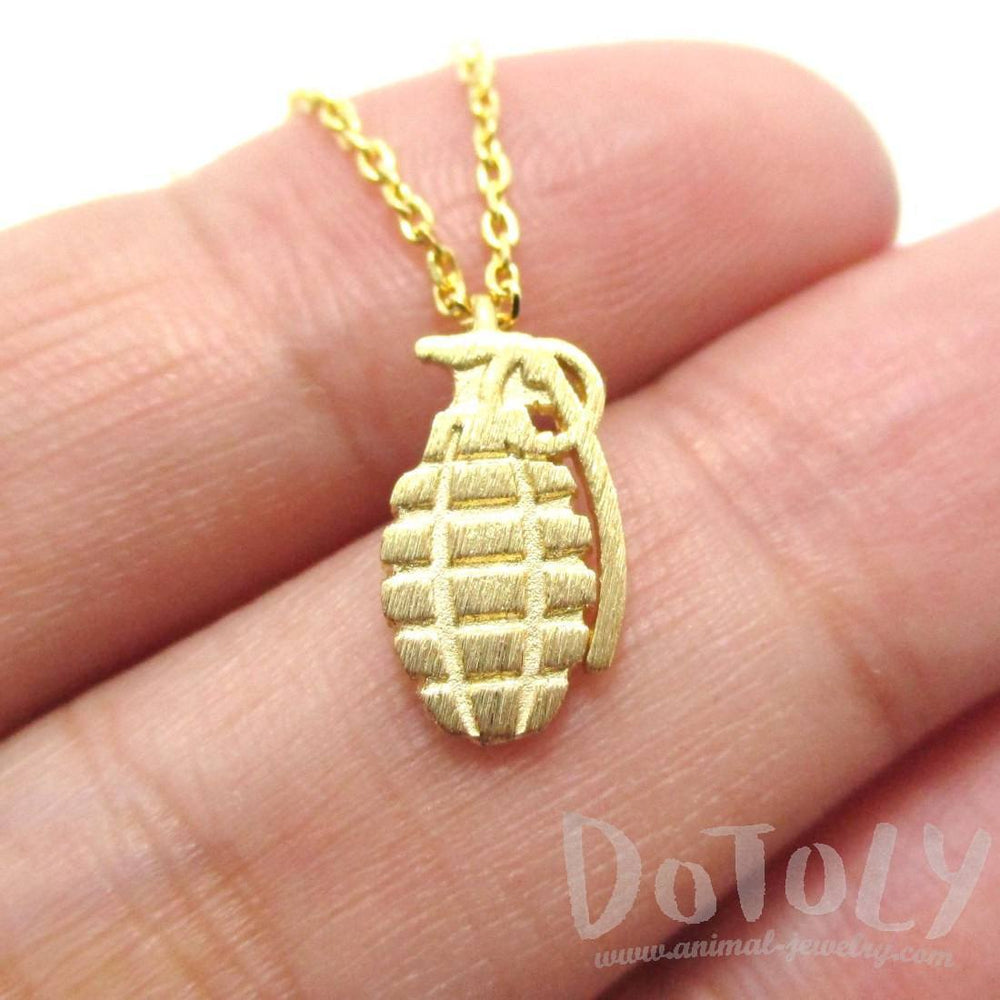 Hand Grenade Shaped Pendant Necklace in Gold | DOTOLY | DOTOLY