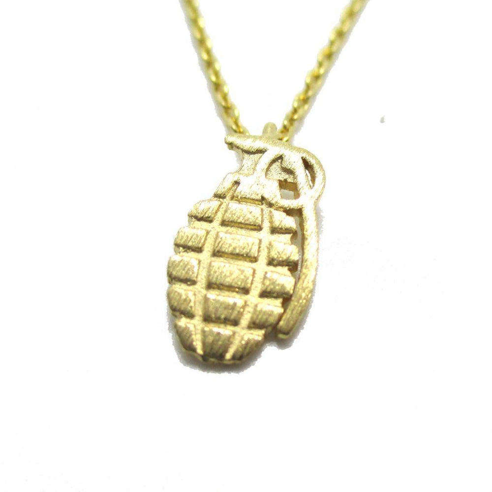 Hand Grenade Shaped Pendant Necklace in Gold | DOTOLY | DOTOLY
