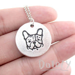Hand Stamped French Bulldog Coin Pendant Necklace in Silver | Animal Jewelry | DOTOLY