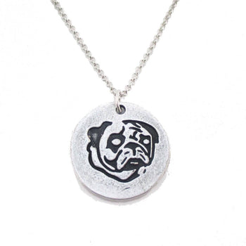 Hand Stamped Pug Puppy Coin Pendant Necklace in Silver | Animal Jewelry | DOTOLY