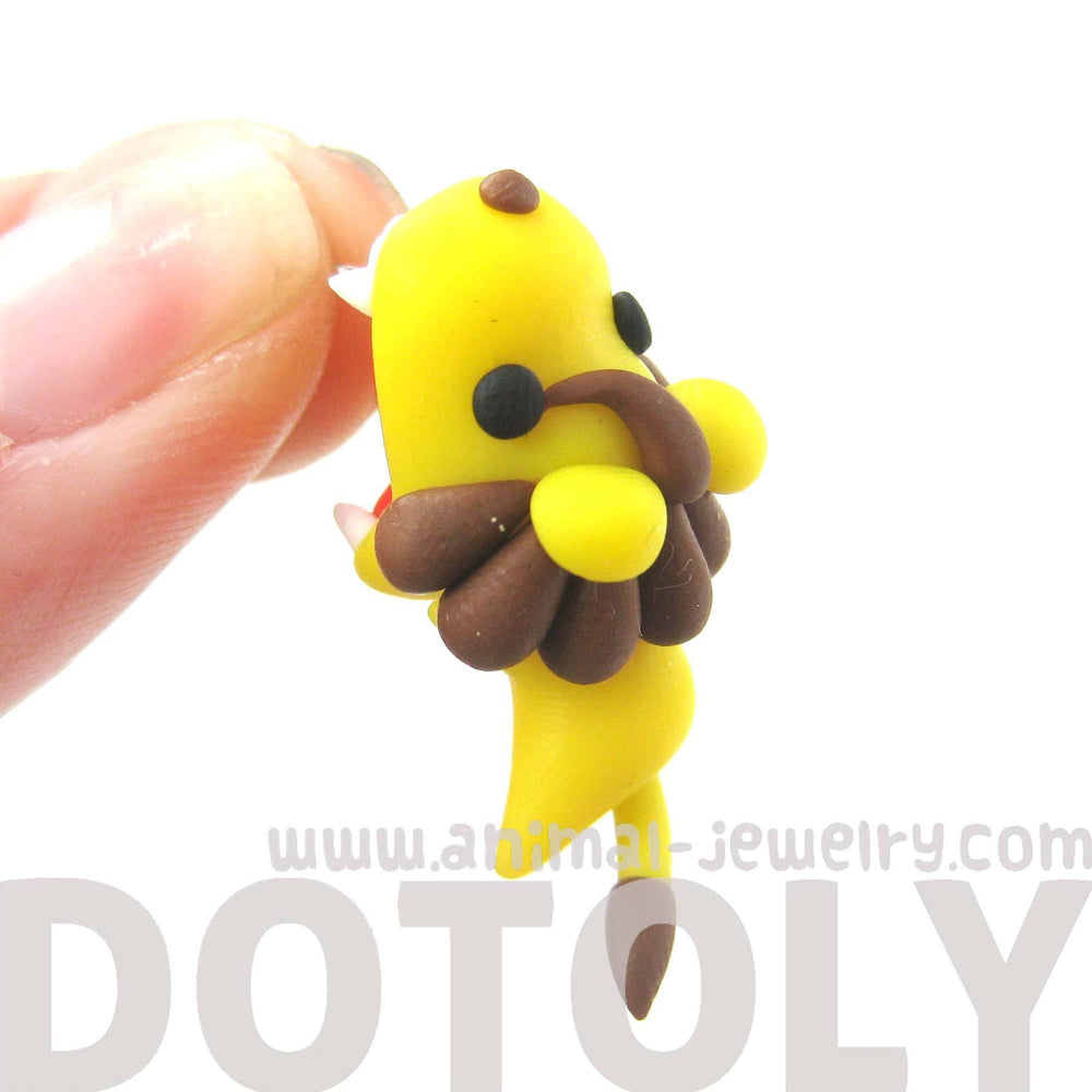Handmade Adorable Lion Biting Your Ear Animal Polymer Clay Stud Earring | DOTOLY