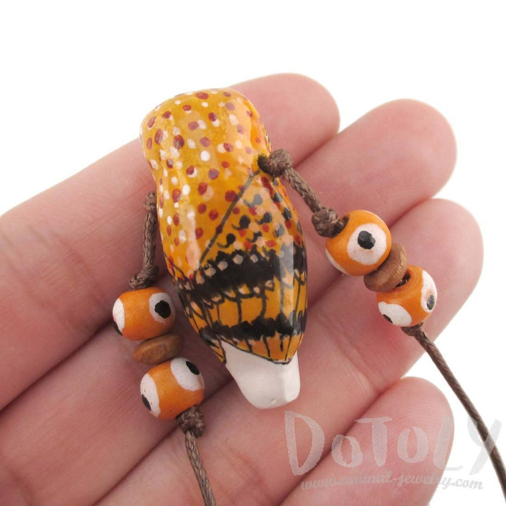 Handmade Barn Owl Shaped Hand Painted Bird Whistle Pendant Necklace | DOTOLY | DOTOLY