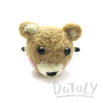 Handmade Brown Teddy Bear Shaped Needle Felted Wool Hair Tie | DOTOLY