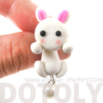 Handmade Bunny Rabbit Fake Gauge Two Part Polymer Clay Stud Earring in White | DOTOLY