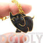 Handmade Elephant Shaped Animal Pendant Necklace in Black on Gold | Limited Edition | DOTOLY