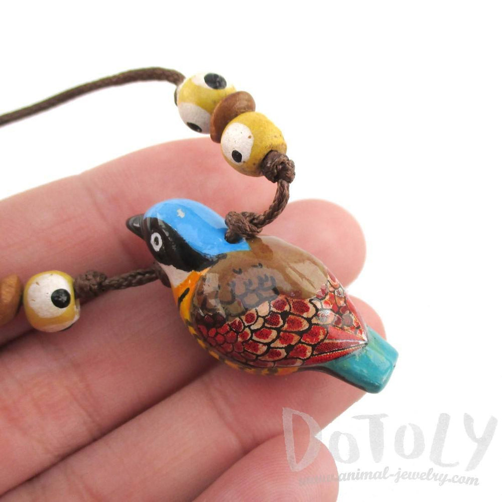 Handmade Gurney's Pitta Bird Shaped Hand Painted Whistle Pendant Necklace | DOTOLY | DOTOLY