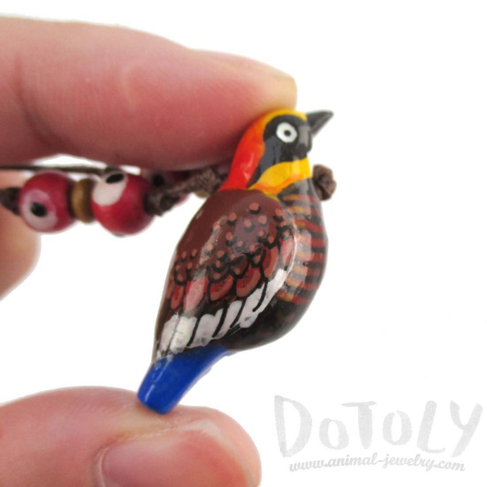 Handmade Malayan Banded Pitta Bird Shaped Hand Painted Whistle Pendant Necklace | DOTOLY | DOTOLY