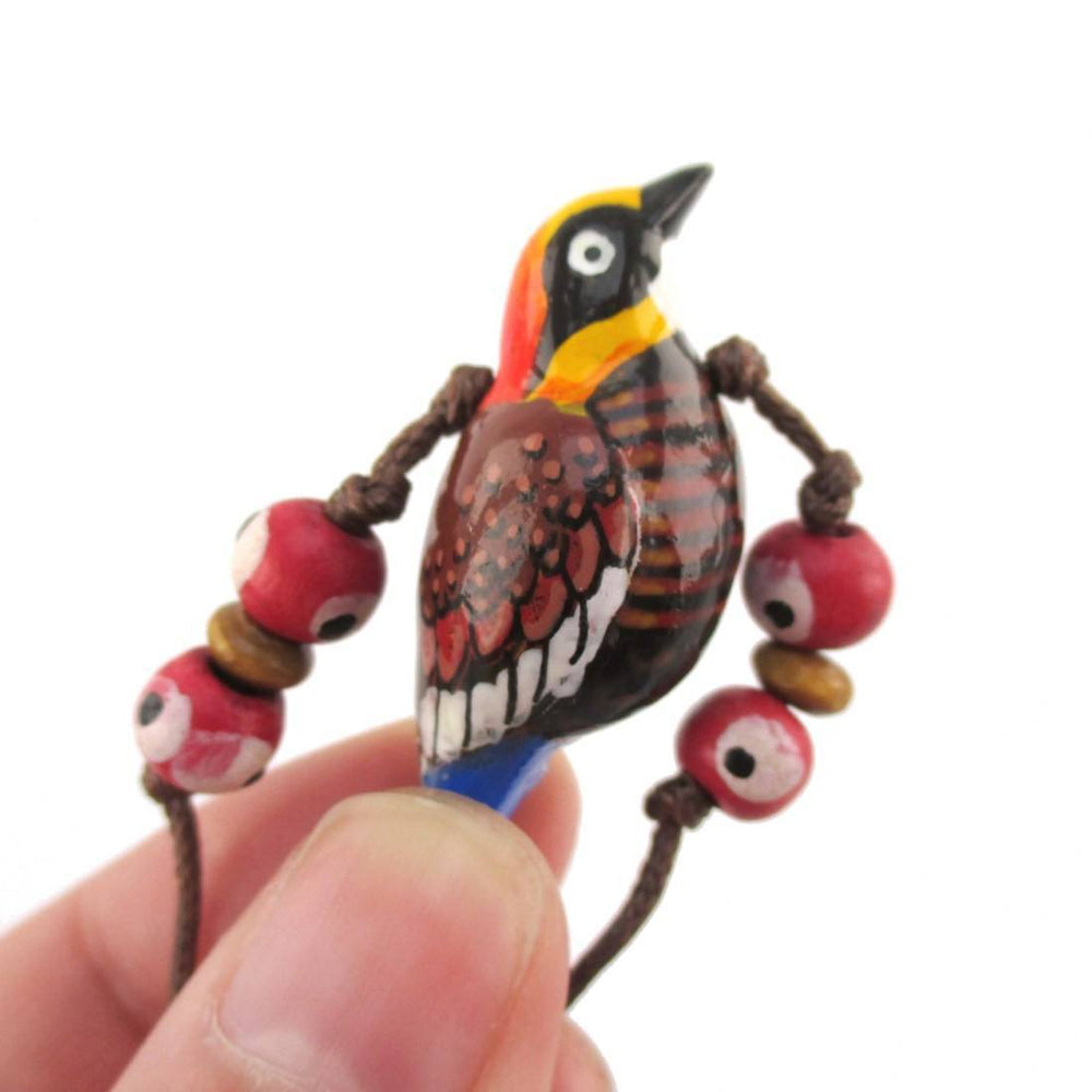 Handmade Malayan Banded Pitta Bird Shaped Hand Painted Whistle Pendant Necklace | DOTOLY | DOTOLY