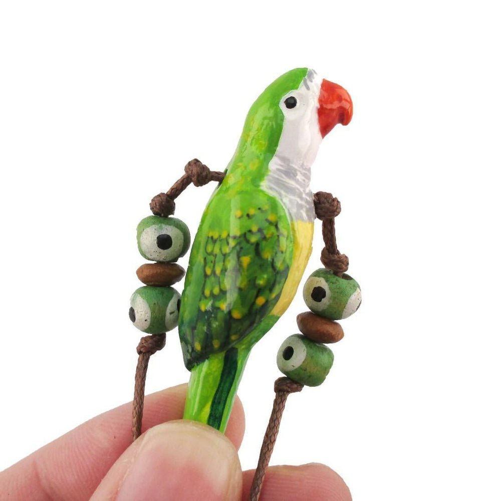 Handmade Monk Parakeet Bird Shaped Hand Painted Whistle Pendant Necklace | DOTOLY | DOTOLY