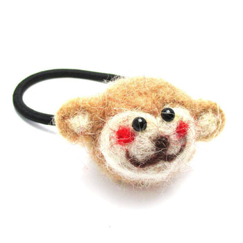 Handmade Needle Felted Wool Monkey Shaped Hair Tie | Hair Accessories