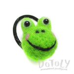 Handmade Needle Felted Wool Green Froggy Shaped Hair Tie | DOTOLY