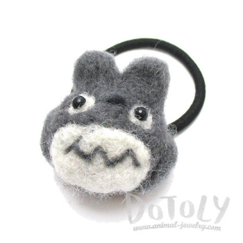 Handmade Needle Felted Wool Totoro Shaped Hair Tie | Hair Accessories