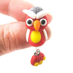 Handmade Owl Bird Fake Gauge Two Part Polymer Clay Stud Earring in Red | DOTOLY
