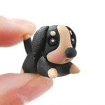 Handmade Puppy Dog Animal Fake Gauge Polymer Clay Stud Earring in Black and Tan | DOTOLY