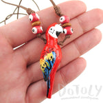 Handmade Red Macaw Parrot Bird Shaped Hand Painted Whistle Pendant Necklace | DOTOLY | DOTOLY