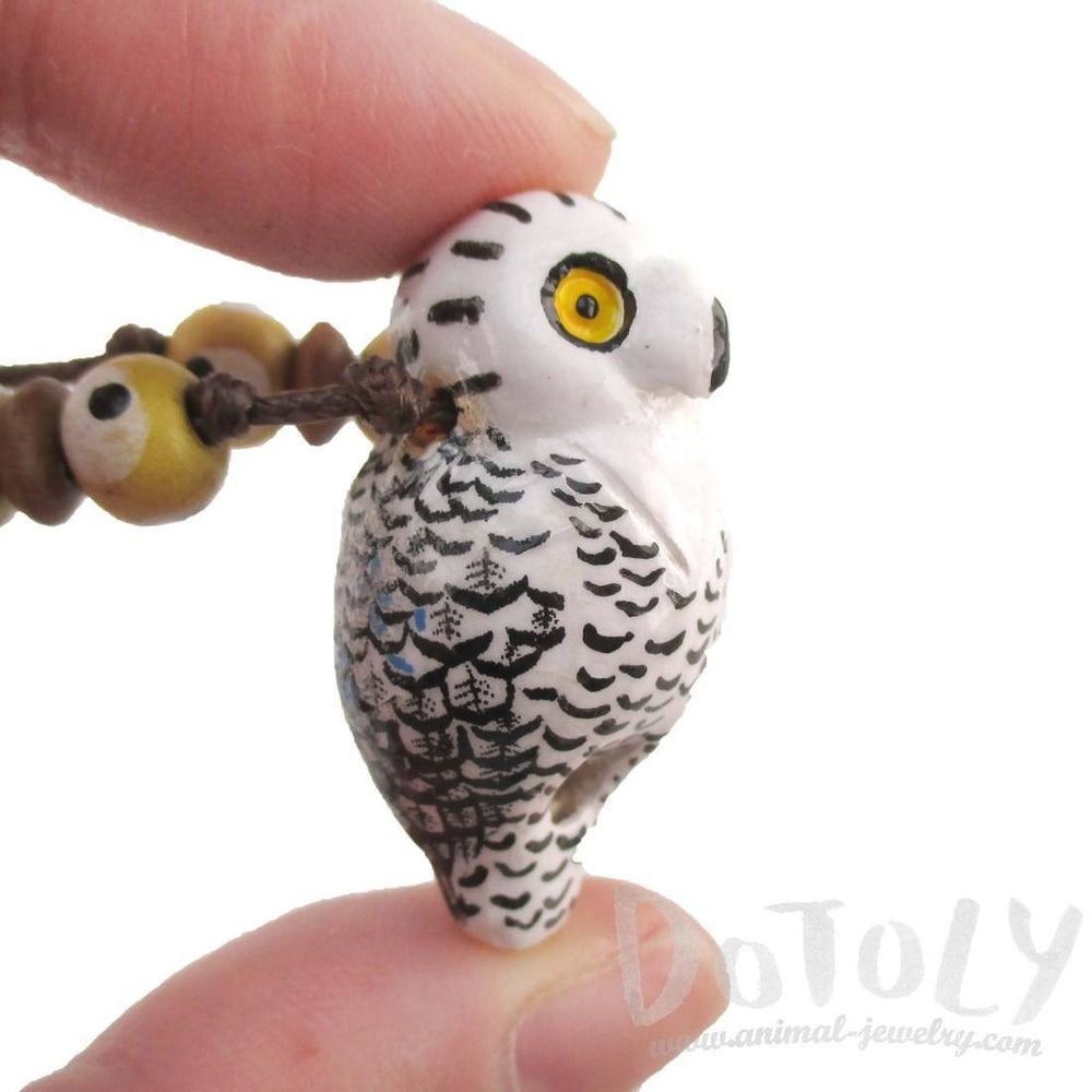 Handmade Snowy Owl Shaped Hand Painted Bird Whistle Pendant Necklace | DOTOLY | DOTOLY