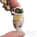Handmade Spectacled Owl Shaped Hand Painted Bird Whistle Pendant Necklace | DOTOLY | DOTOLY