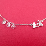 Hands Forming A Heart Shaped Rhinestone Love Pendant Necklace in Silver