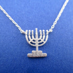 Hanukkah Candles Menorah Lamp Stand Shaped Pendant Necklace | DOTOLY