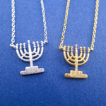 Hanukkah Candles Menorah Lamp Stand Shaped Pendant Necklace | DOTOLY