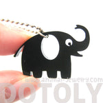 Happy Elephant Silhouette Shaped Pendant Necklace in Black Acrylic | DOTOLY | DOTOLY