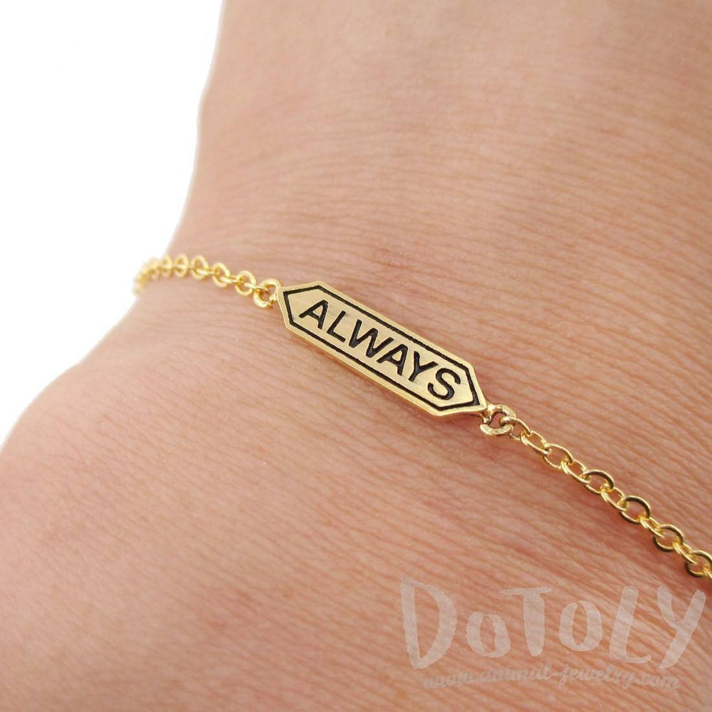 Harry Potter Themed "Always" Snape and Lily Remembrance Charm Bracelet in Gold | DOTOLY