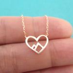Heart Shaped Mountains Outline Pendant Necklace For Outdoorsy Girls