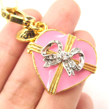 Heart Shaped Ribbon Bow Love Themed Pendant Necklace | Limited Edition | DOTOLY