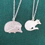 Hedgehog and Numbat Banded Anteater Shaped 2 Piece Necklace Set