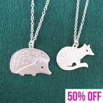 Hedgehog and Numbat Banded Anteater Shaped 2 Piece Necklace Set