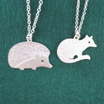 Hedgehog and Numbat Banded Anteater Shaped 2 Piece Necklace Set